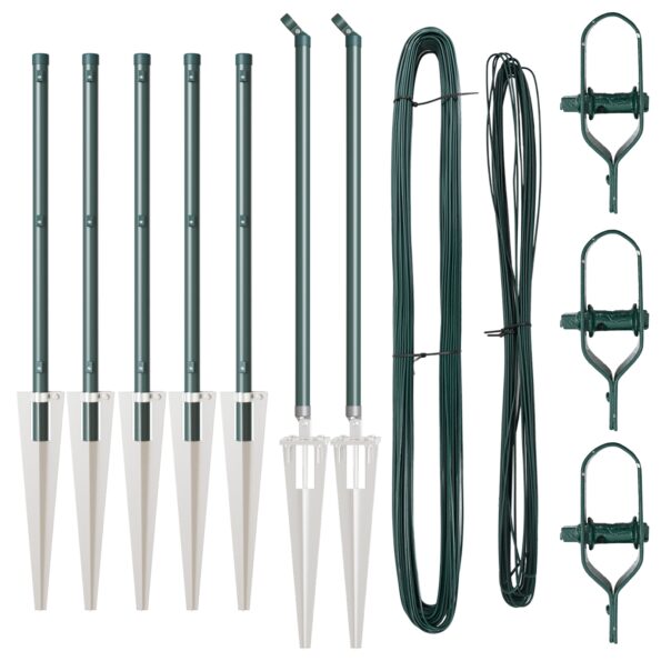 vidaXL Plotové stĺpy so špicom 7 ks Ø32 mm 80 cm Pozinkovaná oceľ – Obrázok 2