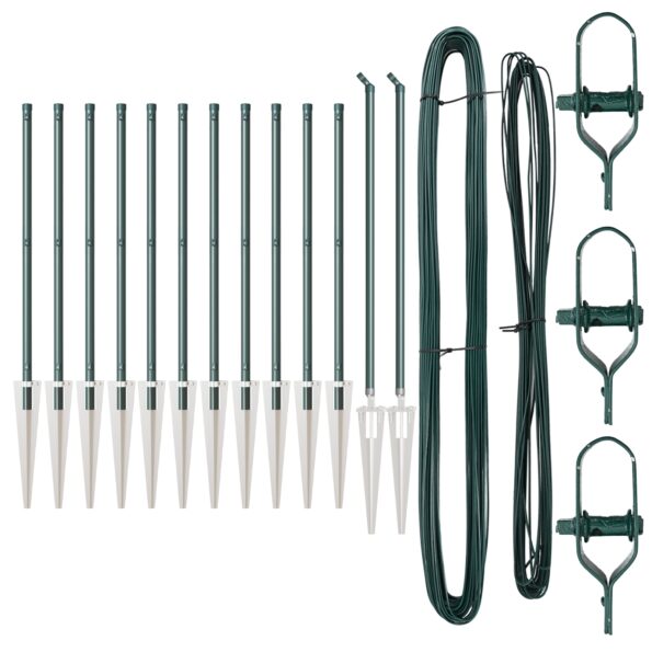 42004241_2.jpg vidaXL Oplotové stĺpy s hrotom 13 ks Ø32 mm 120 cm Galvanizovaná oceľ – Obrázok 2