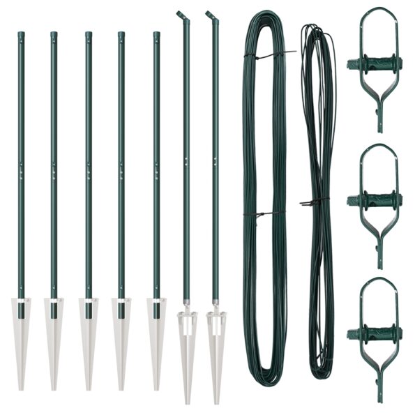 vidaXL Stĺpy na plot s kolíkom 7 ks Ø32 mm 140 cm Pozinkovaná oceľ – Obrázok 3