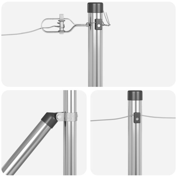 vidaXL Plotové stĺpy so špicom 7 ks Ø32 mm 80 cm Galvanizovaná oceľ – Obrázok 6