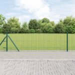 vidaXL Stĺp na plot. 7 pcs Zelená Oceľ