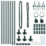 vidaXL Stĺp na plot. 7 pcs Zelená Oceľ – Obrázok 3