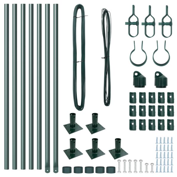 vidaXL Stĺp na plot. 7 pcs Zelená Oceľ – Obrázok 3