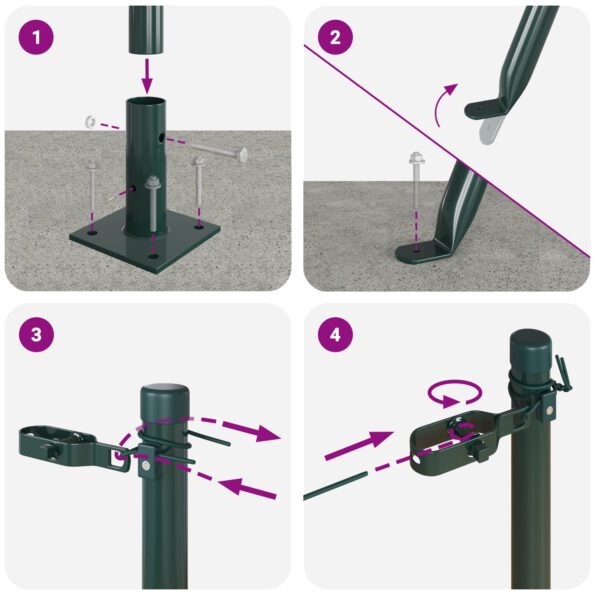 vidaXL Stĺpy plotu s podložkami 7 ks Ø32mm 88,5cm Zinkovaná oceľ – Obrázok 8