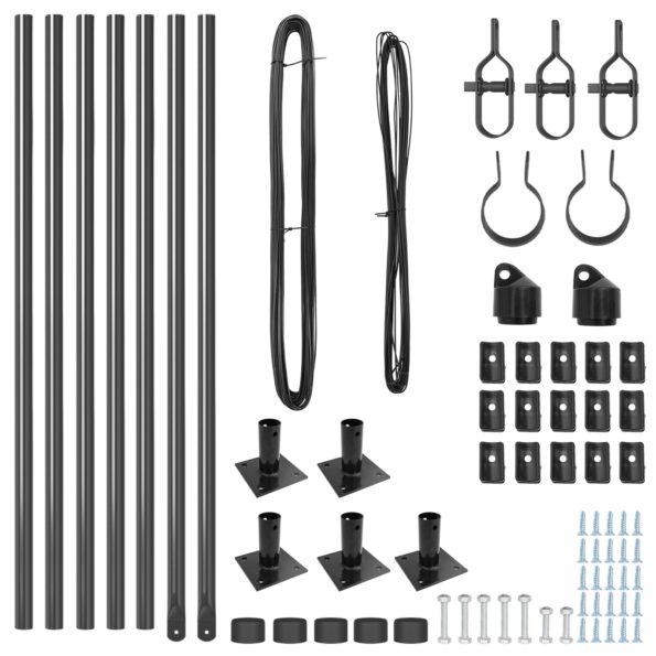 vidaXL Stĺp na plot. 7 pcs Sivá Oceľ – Obrázok 4