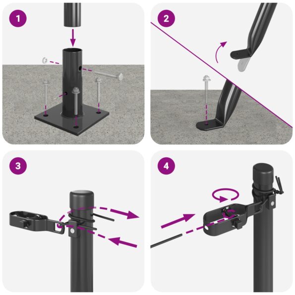 42004301_8.jpg vidaXL Stĺpy oplotenia s podstavcami 13 ks Ø32mm 70cm Pozinkovaný oceľ – Obrázok 8