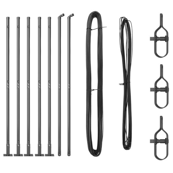 42004306_3.jpg vidaXL Stĺpy plotu s podložkami 7 ks Ø32mm 68,5cm Galvanizovaná oceľ – Obrázok 3