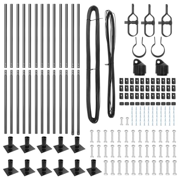 vidaXL Plotové stĺpy s podložkami 13 ks Ø32mm 83,5cm Pozinkovaná oceľ – Obrázok 4