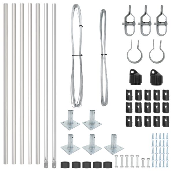 vidaXL Stĺp na plot. 7 pcs Strieborná Oceľ – Obrázok 4