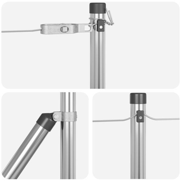 vidaXL Stĺp na plot. 7 pcs Strieborná Oceľ – Obrázok 5