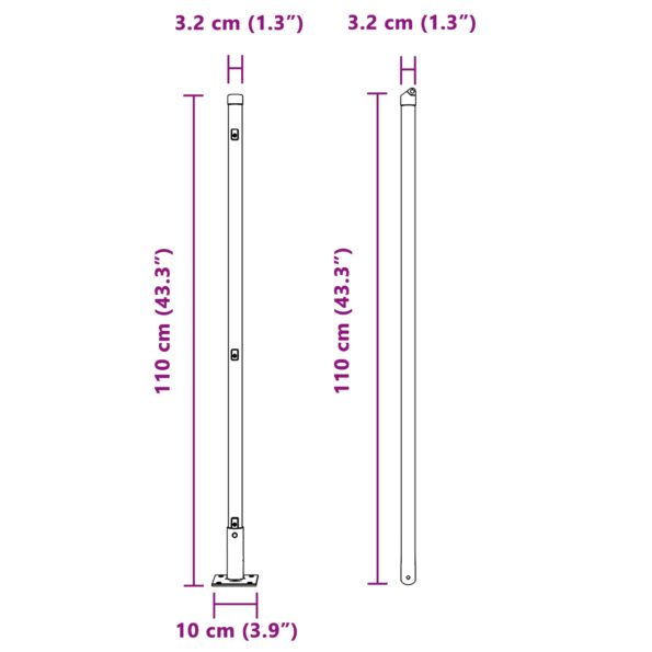 vidaXL Plotové stĺpy s podstavec 13 ks Ø32mm 110cm pozinkovaná oceľ – Obrázok 9