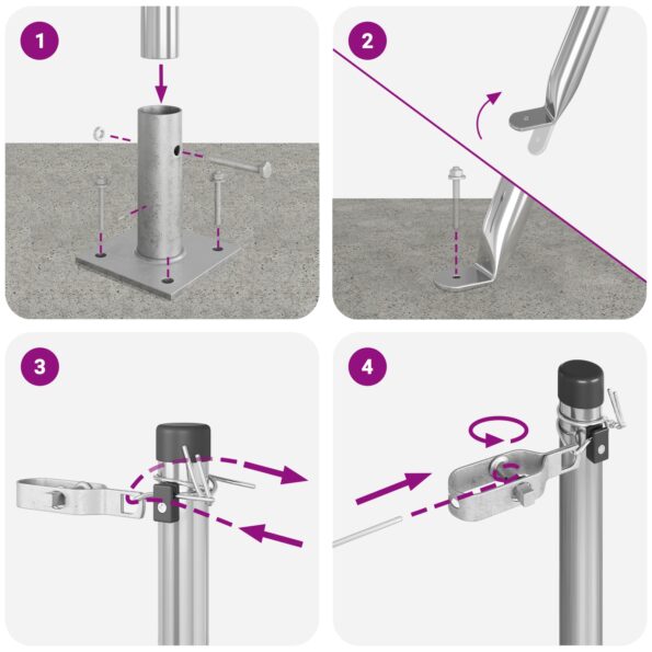 vidaXL Plotové stĺpy s podložkami 7 ks Ø32mm 78,5cm Pozinkovaná oceľ – Obrázok 8