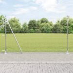 vidaXL Stĺpy plotu s podstavcami 7 ks Ø32mm 83,5cm Pozinkovaná oceľ