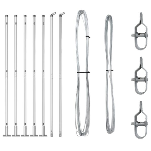 42004326_3.jpg vidaXL Stĺpy plotu s podstavcami 7 ks Ø32mm 83,5cm Pozinkovaná oceľ – Obrázok 3