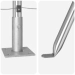 vidaXL Stĺpy plotu s podstavcami 7 ks Ø32mm 83,5cm Pozinkovaná oceľ – Obrázok 6