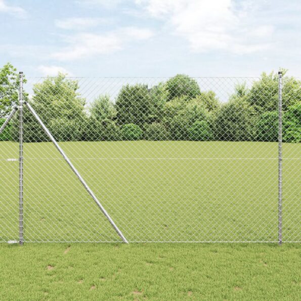 42004850_1.jpg vidaXL Ťažký plot s reťazovým odkazom 1.5x10 m z pozinkovanej ocele – Obrázok 1