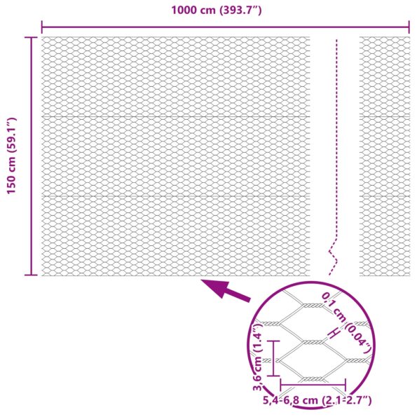 vidaXL Hexagonálne oplotenie Zelené 1.5x10 m Oceľ – Obrázok 8