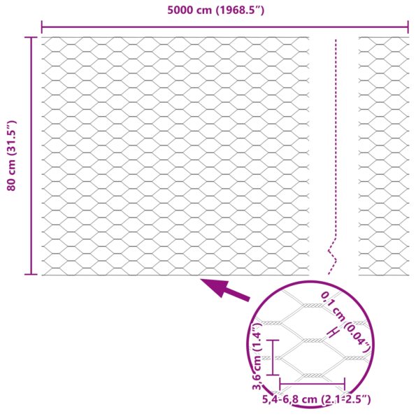 42005419_8.jpg vidaXL Šesťuholníkový Plot Zelený 0.8x50 m Oceľ – Obrázok 8