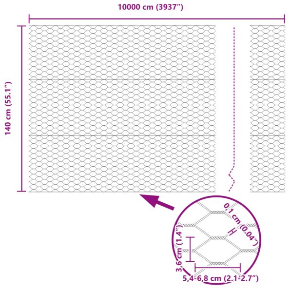 42005467_8.jpg vidaXL Hexagonálne oplotenie Zelené 1,4x100 m Oceľ – Obrázok 8