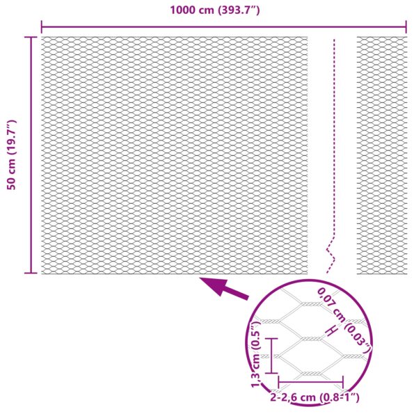 vidaXL Hexagónový plot Sivý 0.5x10 m Záhradná oceľ – Obrázok 8