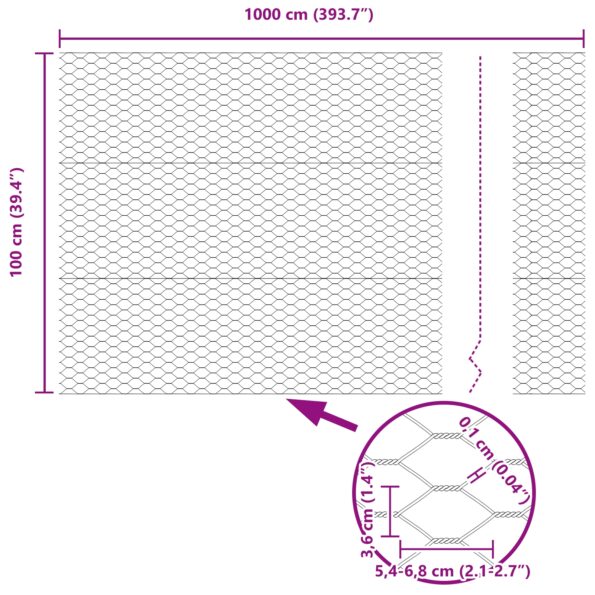 vidaXL Hexagonálne oplotenie Sivé 1x10 m Oceľ – Obrázok 8