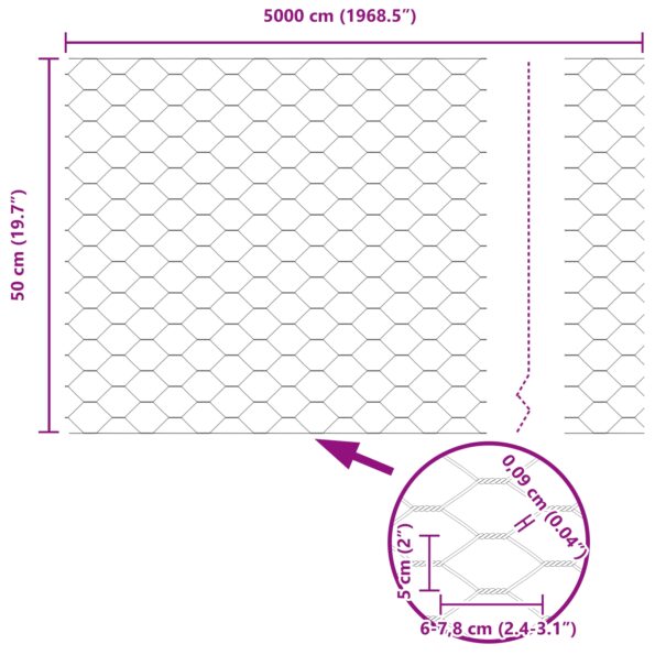 vidaXL Hexagonálny plot šedý 0.5x50 m oceľ – Obrázok 8
