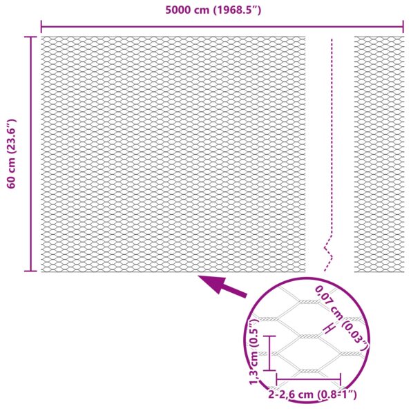 42005561_8.jpg vidaXL Hexagonálne oplotenie Sivé 0.6x50 m Oceľ – Obrázok 8