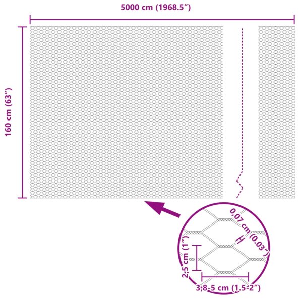 vidaXL Hexagonálny plot sivý 1.6x50 m oceľ – Obrázok 8