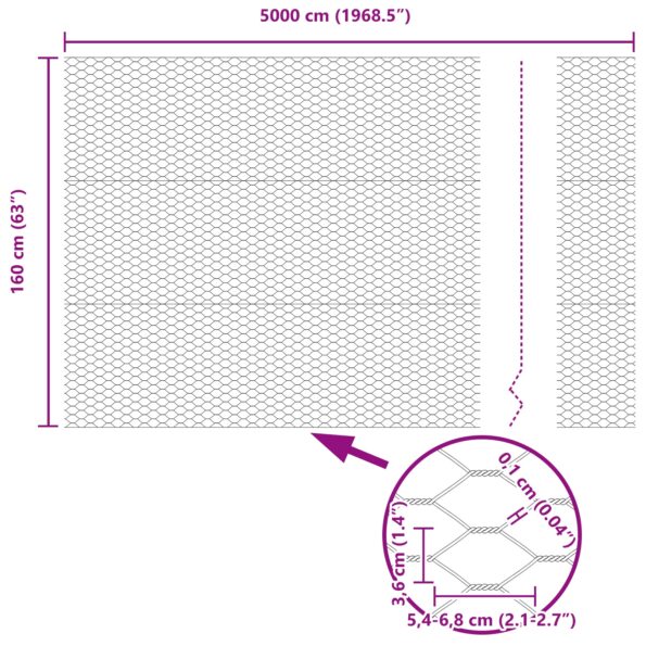42005587_8.jpg vidaXL Hexagonálne oplotenie Sivé 1.6x50 m Oceľ – Obrázok 8