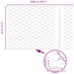 vidaXL Hexagónový plot Sivý 0.4x100 m Oceľ – Obrázok 8