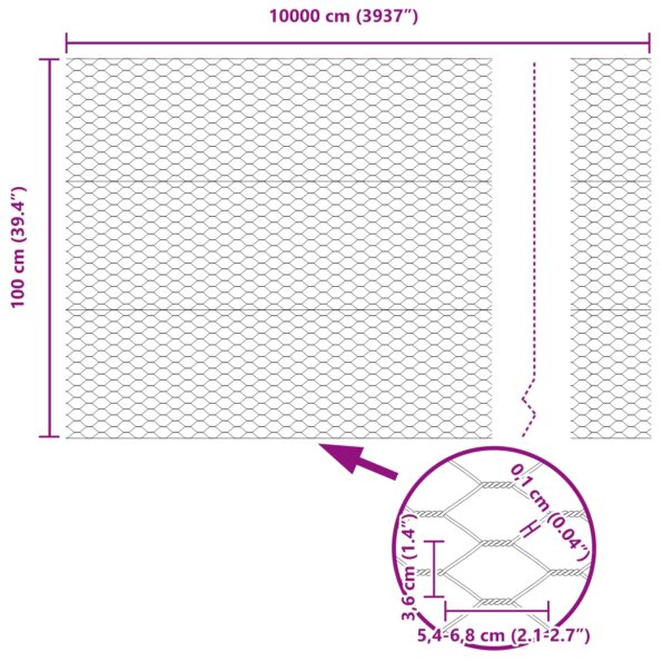 42005607_8.jpg vidaXL Hexagónové oplotenie Sivé 1x100 m Oceľ – Obrázok 8