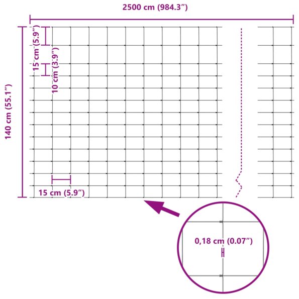 vidaXL Ohradenie pre pole 1.4x25 m Pozinkovaná oceľ – Obrázok 8