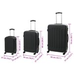 vidaXL Sada kufrov 3 ks Pevná škrupina Čierna 20" 24" 28" ABS – Obrázok 12