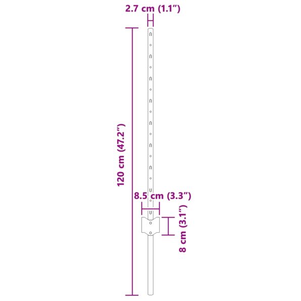 vidaXL Stĺpy na ploty 5 ks U-kanál Zelené 80 cm Oceľ – Obrázok 6