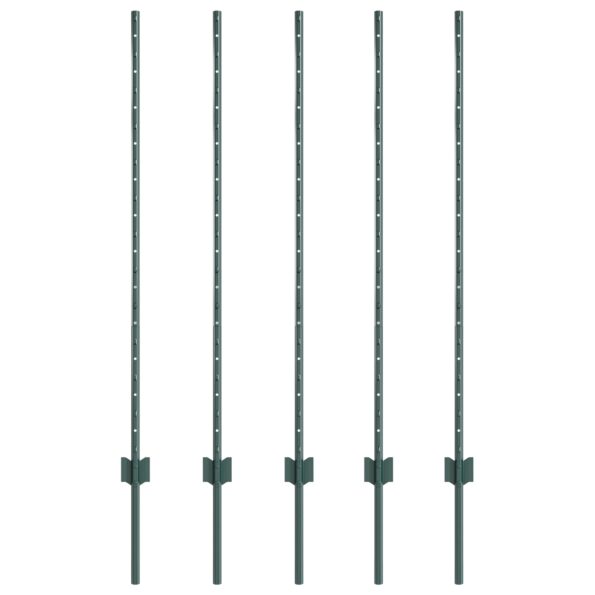 vidaXL Oplotové stĺpy 5 ks U-kanál Zelené 120 cm Oceľ – Obrázok 2