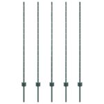 vidaXL plotové stĺpiky 5 ks U-kanal Zelené 140 cm Oceľ – Obrázok 2