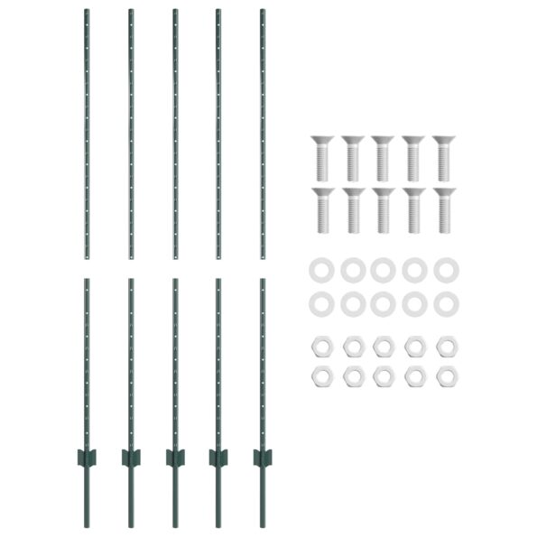 42006270_4.jpg vidaXL Plotové stĺpiky 5 ks U-Channel Zelené 150 cm Oceľ – Obrázok 4