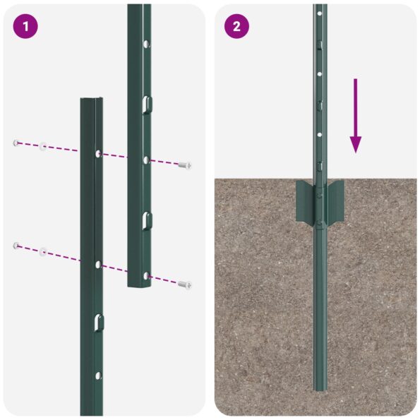 42006270_6.jpg vidaXL Plotové stĺpiky 5 ks U-Channel Zelené 150 cm Oceľ – Obrázok 6
