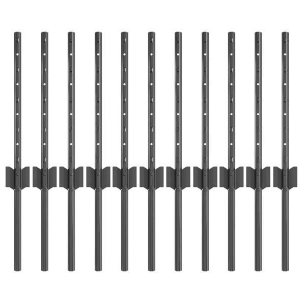 vidaXL stĺpiky plotu 11 ks U-kompozícia Sivá 40 cm Oceľ – Obrázok 2