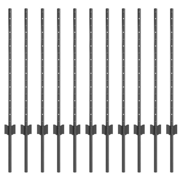 vidaXL Plotové stĺpy 11 ks U-Channel Sivá 80 cm Oceľ – Obrázok 2