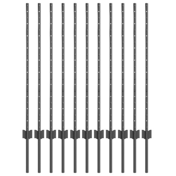 vidaXL plotové stĺpiky 22 ks U-kanál Sivá 100 cm Oceľ – Obrázok 2