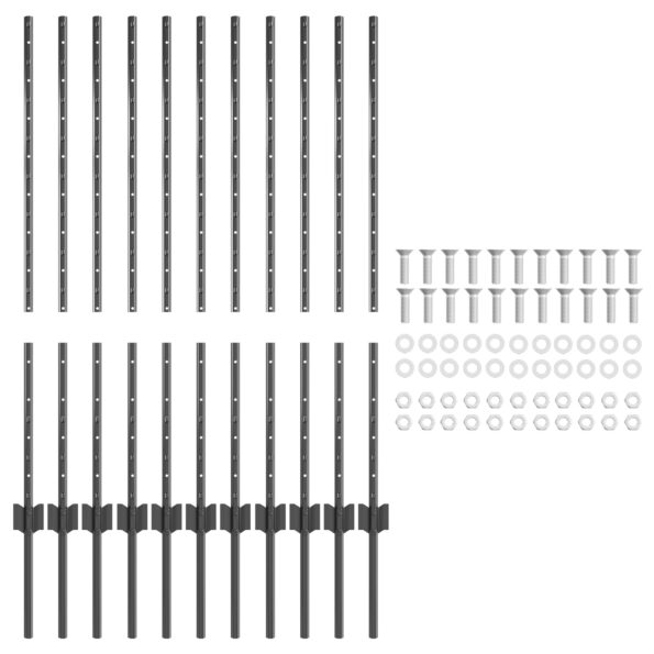 vidaXL plotové stĺpiky 22 ks U-kanál Sivá 100 cm Oceľ – Obrázok 4