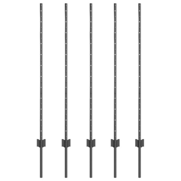 vidaXL plotové stĺpy 10 ks U-kanál sivé 120 cm oceľ – Obrázok 2
