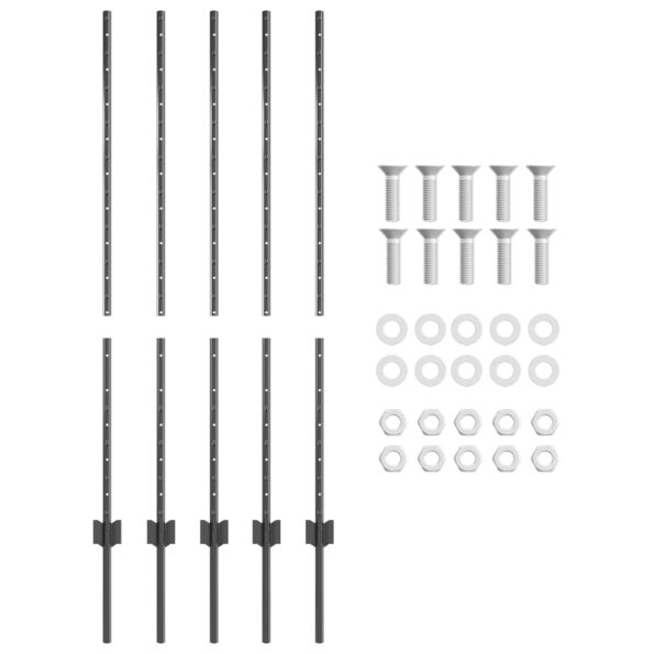 vidaXL plotové stĺpy 10 ks U-kanál sivé 120 cm oceľ – Obrázok 4