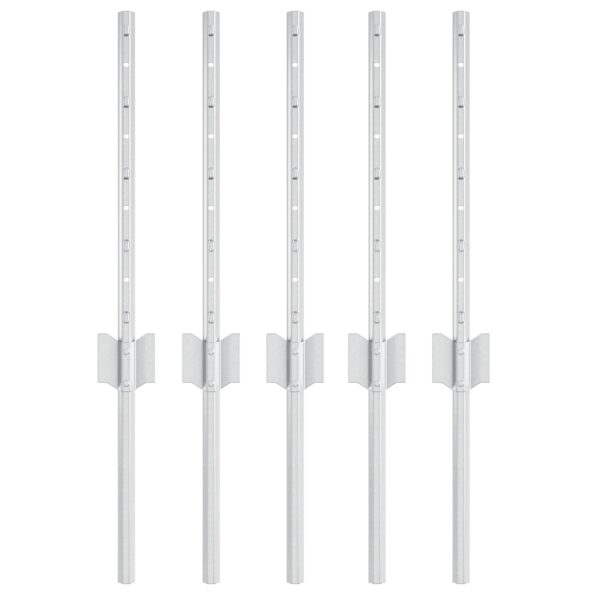 vidaXL Stĺp na plot. 5 pcs Strieborná 40 cm Oceľ – Obrázok 2