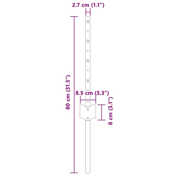 vidaXL Stĺp na plot. 5 pcs Strieborná 40 cm Oceľ – Obrázok 6