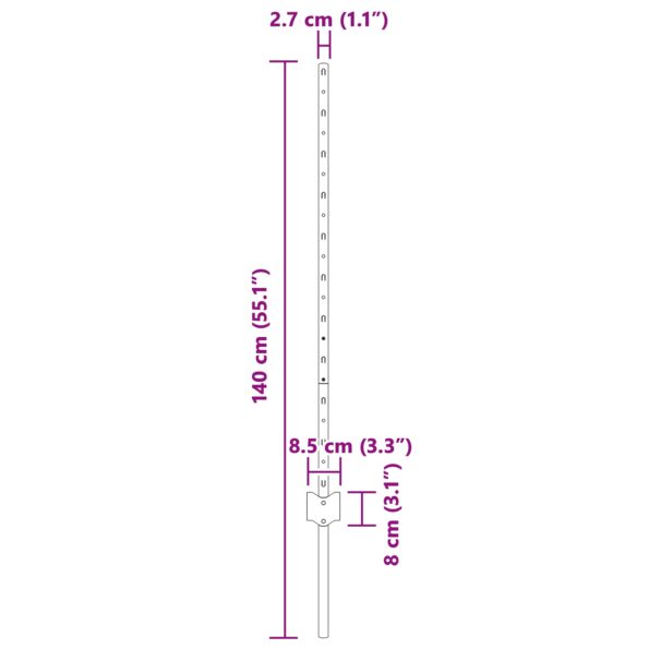 42006297_7.jpg vidaXL plotové stĺpy 22 ks U-kanál 100 cm z pozinkovanej ocele – Obrázok 7