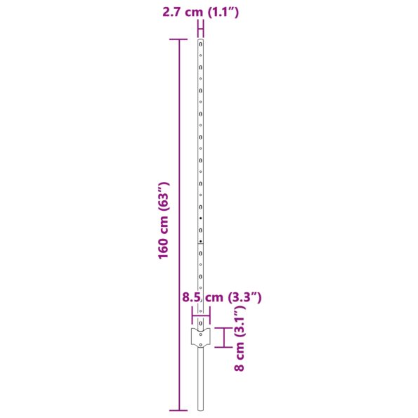 42006298_7.jpg vidaXL Plotové stĺpy 10 ks U-Channel 120 cm Pozinkovaná oceľ – Obrázok 7