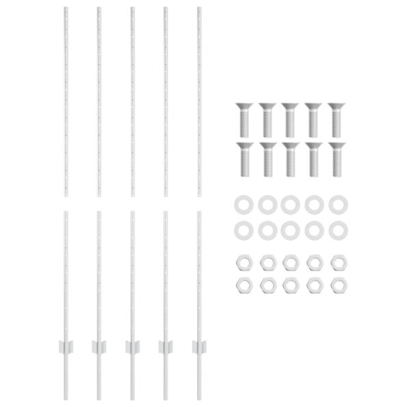 vidaXL Stĺp na plot. 5 pcs Strieborná 150 cm Oceľ – Obrázok 4