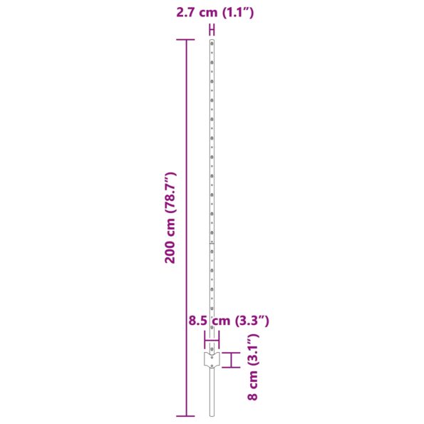 vidaXL Stĺp na plot. 5 pcs Strieborná 150 cm Oceľ – Obrázok 7